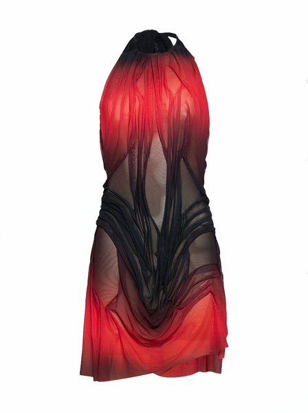 Backless Wetlook Halterneck Mini Dress  Di Petsa