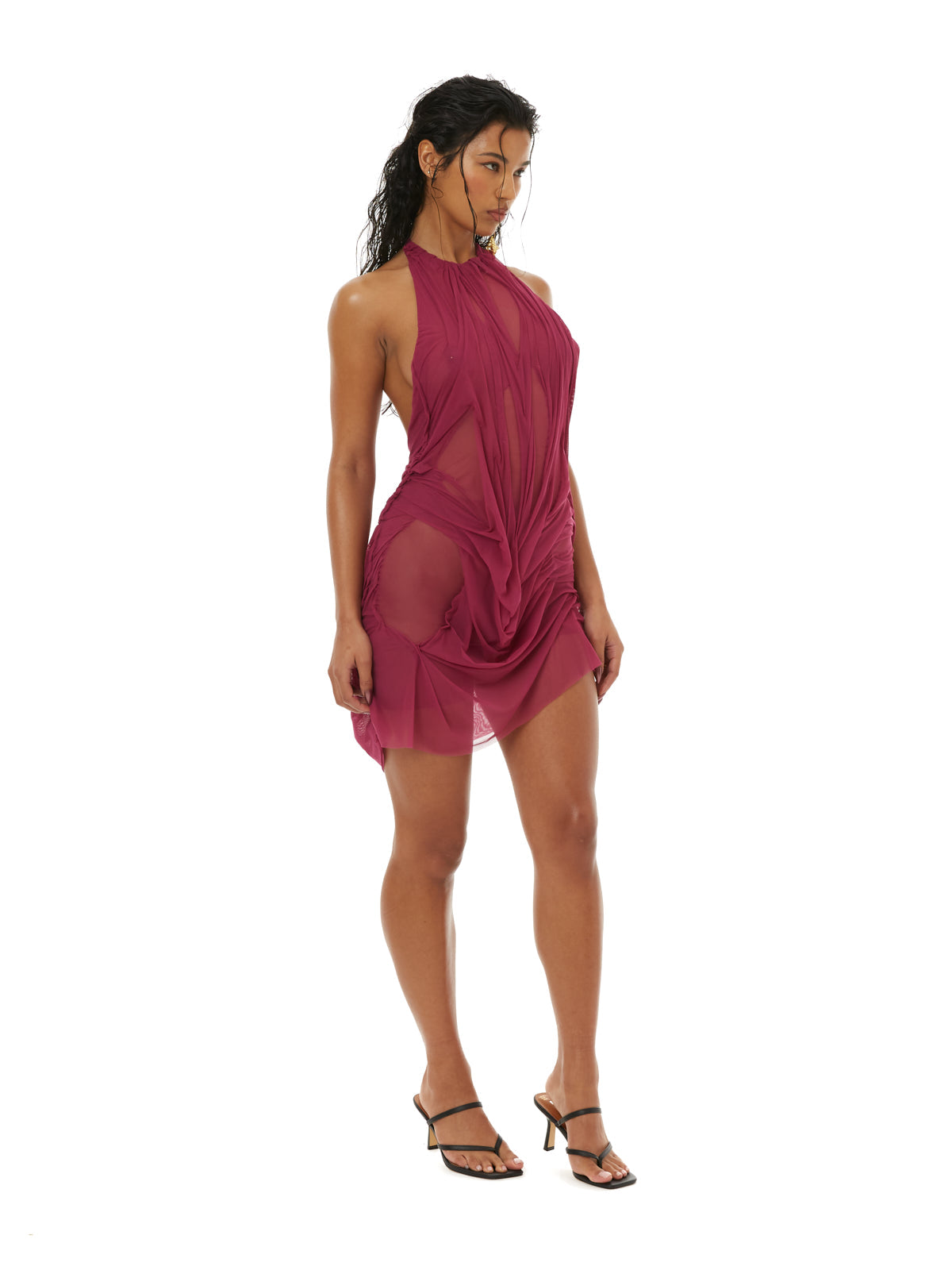 Wetlook Mini Dress Fuchsia Purple