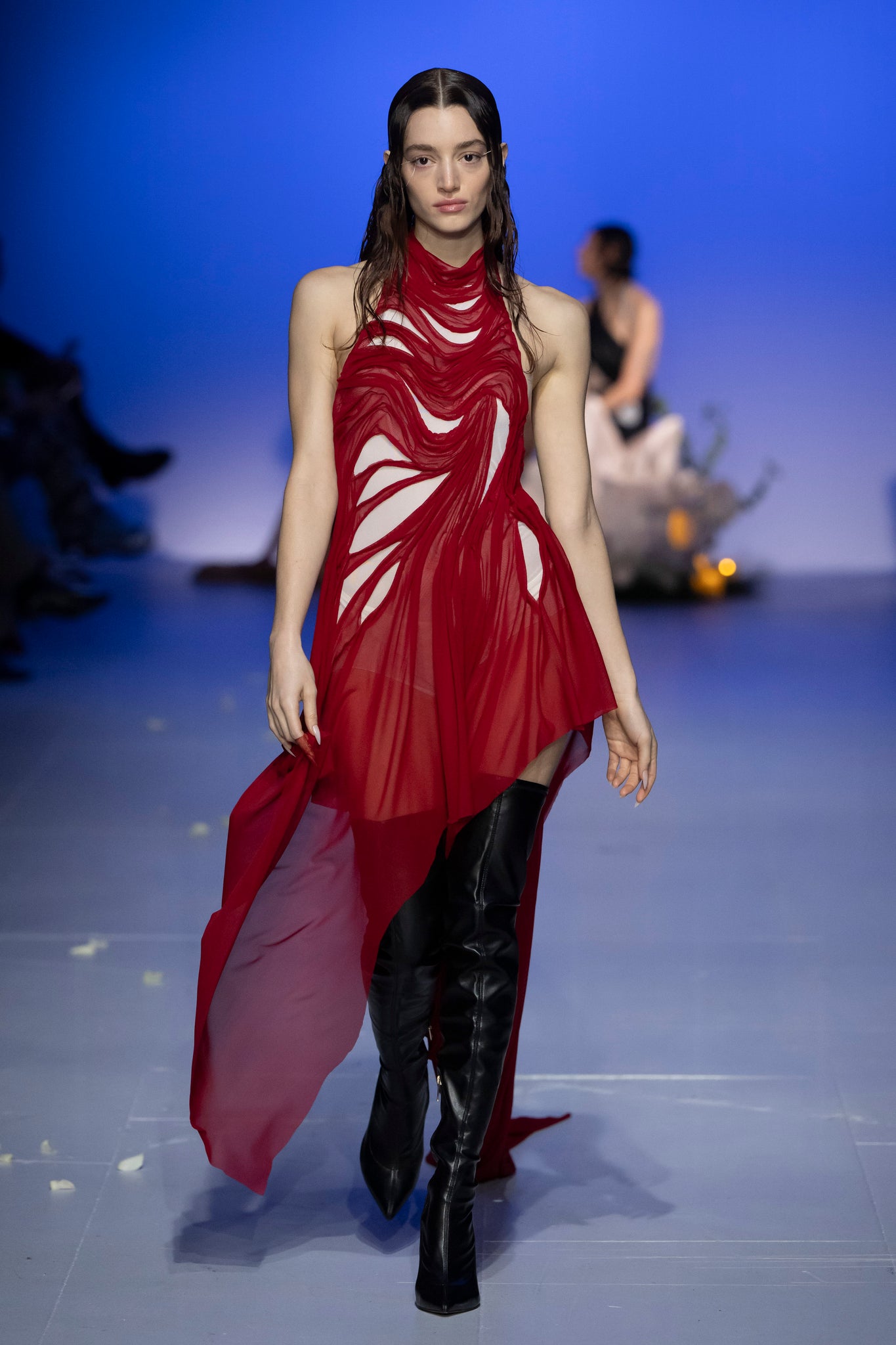 Bursting Flower Wetlook dress