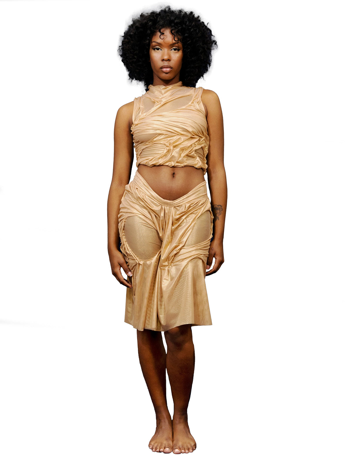Gold Wetlook High neck Top