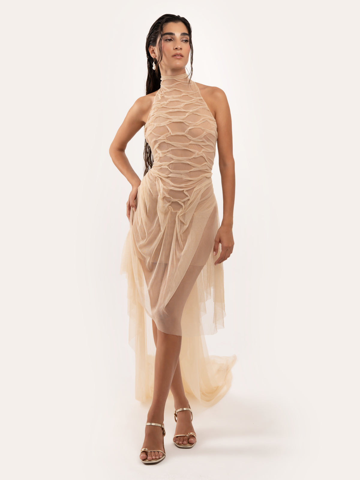 Serpent Skin Draped Dress