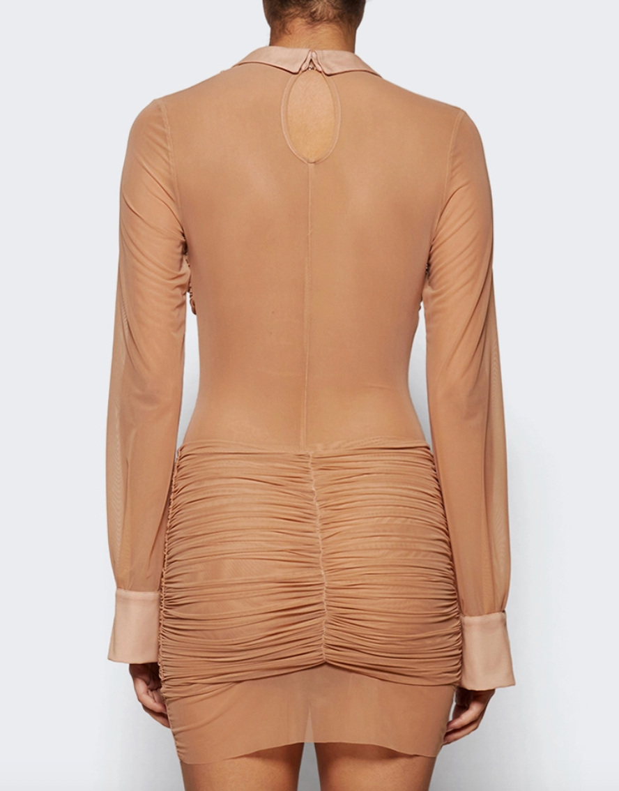 nude mesh ruched dress Nude Mesh Dresses | Inc Maxi, Midi & Ruched
